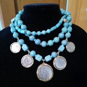 Chico's Faux Turquoise and Coin Necklace!